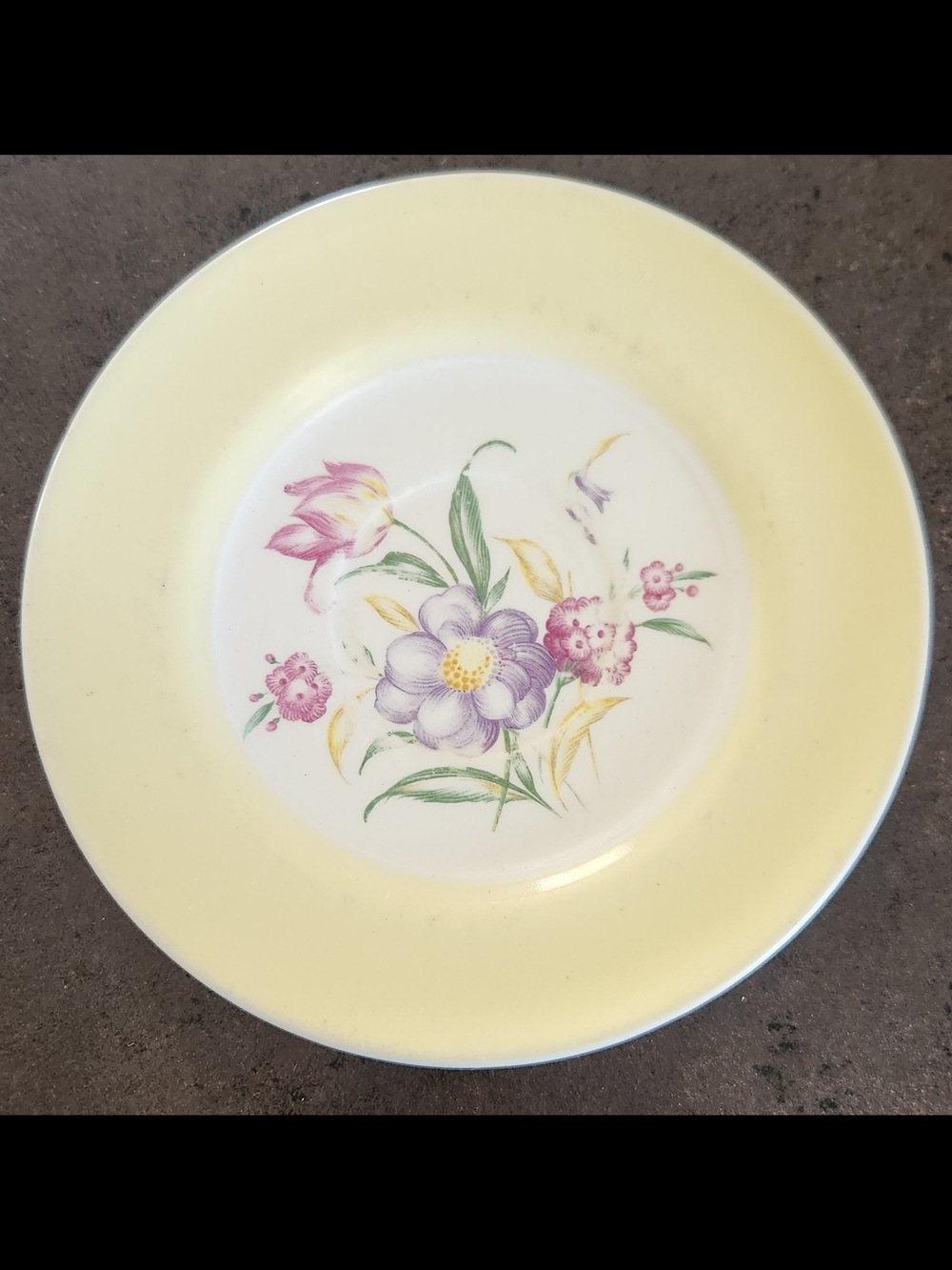 Vintage Ceramic Flower Butter Plate Hand Painted